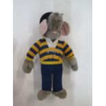 A Roland Rat Children's Toy. Shown wearing a Rugby Shirt.