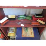 Hornby O gauge clockwork 601 LNER Goods Set in box with track, McAlpine Tipper and a pre-war wagon