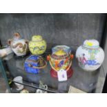 A famille rose jar, famille verte jar with yellow ground and four Japanese wares (6)