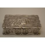 A George IV Sterling Silver Table Snuff Box. Edward Smith. Birmingham 1829. Embossed with figures in