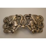 An American Sterling Silver Art Nouveau Belt Buckle. Circa 1901. Stamped Sterling 925. Patented June