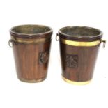 A rare Pair of Irish Mid 18th Century Mahogany Brass Bound Peat Buckets. Circa 1750.With applied