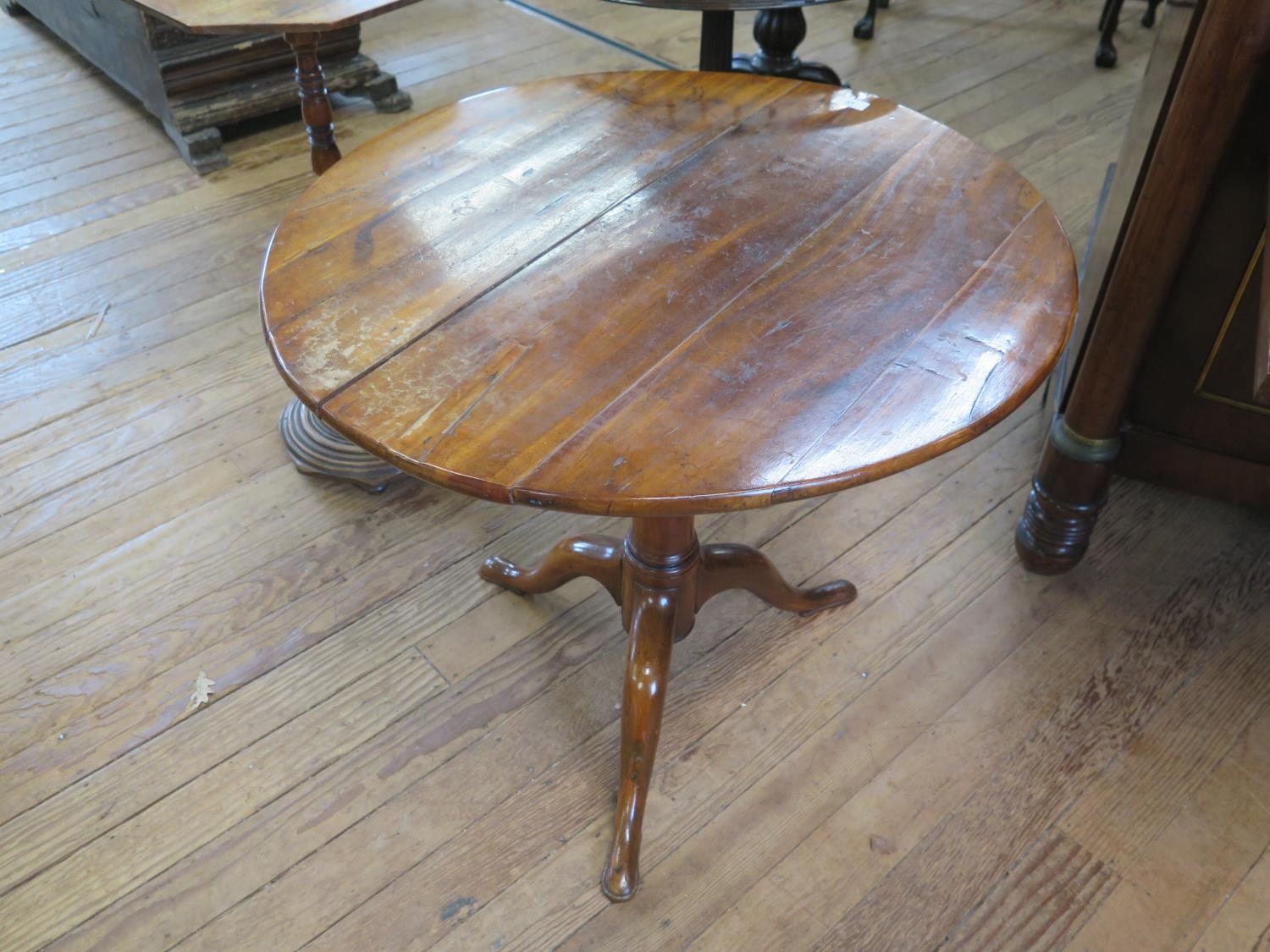 A George III mahogany Tripod Table. late 18th century. With large open rub joint to top. 65cm x 75cm - Image 2 of 2