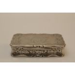 A Victorian Sterling Silver Table Snuff Box. Frederick Marson. Birmingham 1859. Engraved with a