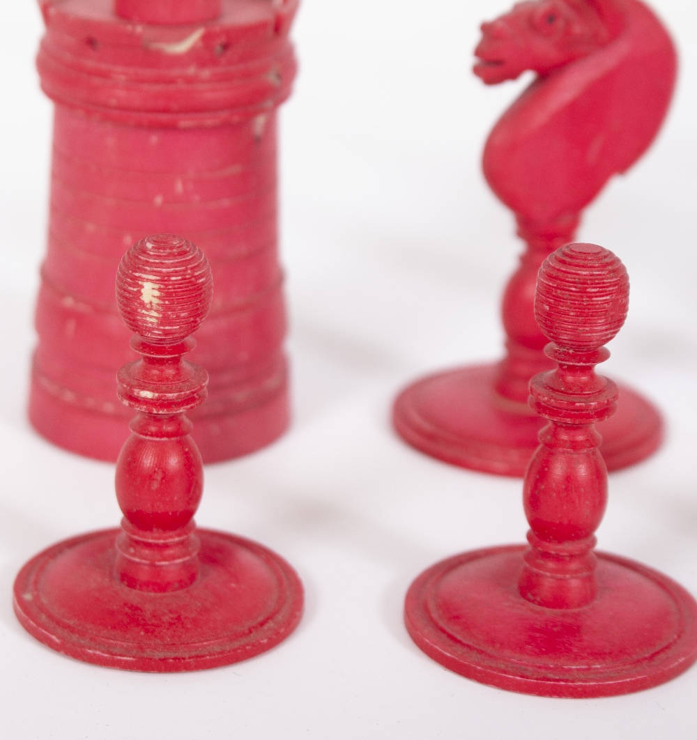A 19TH CENTURY TURNED BONE CHESS SET the kings 14.5cm high Condition: some minor marks and losses, - Image 2 of 9