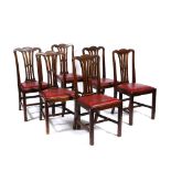 A SET OF SIX EARLY 20TH CENTURY MAHOGANY DINING CHAIRS with pierced splats and leatherette