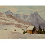 HERMANN KAUSCHKE Alpspize u. Wexenstein, watercolour, signed lower left and dated 1938, 15cm x 19.