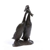 20TH CENTURY SCHOOL Two ducks, bronze, unsigned, 35cm high Condition: some minor marks to the