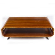 A CONTEMPORARY BENT PLYWOOD AND CHROME COFFEE TABLE 118cm wide x 70cm deep x 40cm high Condition: