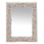 A MODERN SHELL ENCRUSTED RECTANGULAR WALL MIRROR 56cm x 71cm Condition: in good condition, some