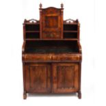 A CONTINENTAL MAHOGANY SIDE CABINET the upper section with single cupboard door, drawer and
