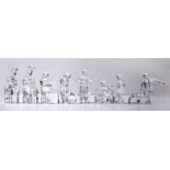 A COLLECTION OF EIGHT ORREFORS SWEDISH GLASS ORNAMENTS depicting various trades people, the