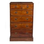 A GEORGE III STYLE MAHOGANY TALL NARROW CHEST OF TWO SHORT AND FOUR LONG DRAWERS standing on a