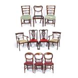 A GROUP OF TEN VARIOUS DINING CHAIRS to include two armchairs, a pair of Chippendale style dining