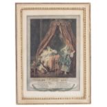 A SET OF SIX CLASSICAL FRENCH PRINTS Le Lever, Les Confidences, Le Coucher etc, each 17cm x 24cm,