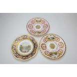 A PAIR OF 19TH CENTURY COPELAND AND GARRETT CABINET PLATES each painted with two landscape reserves;