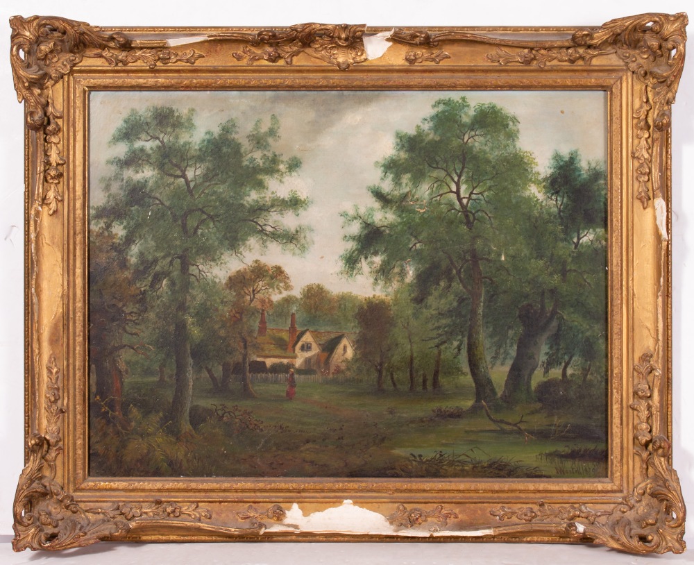 JOHN WESTALL (1873-1893) Woodland House, oil on canvas, 44cm x 59cm, signed and dated 1879 lower
