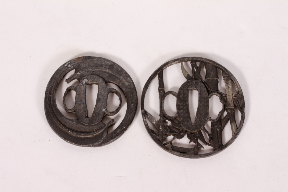 TWO LEAD JAPANESE TSUBA the largest 7.5cm diameter At present, there is no condition report prepared