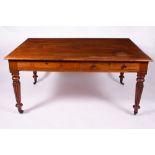 A 19TH CENTURY MAHOGANY RECTANGULAR CENTRE TABLE in the manner of Gillows, with two frieze drawers