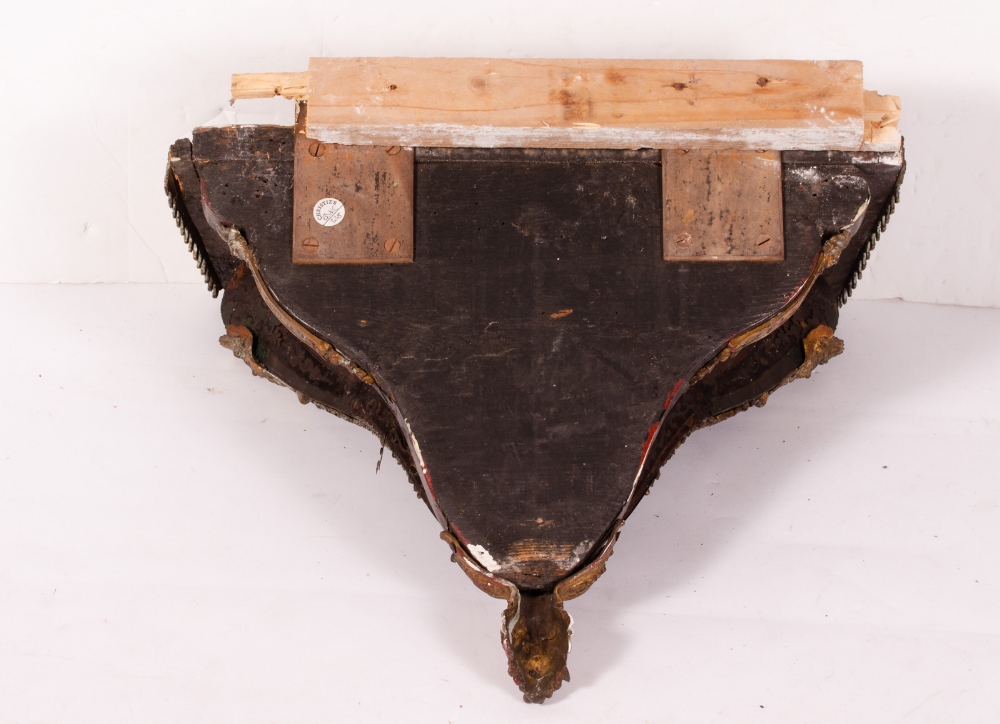 A 19TH CENTURY BOULLE STYLE BRACKET with cast ornament including masks, 42cm wide x 23cm deep x 40cm - Image 4 of 4