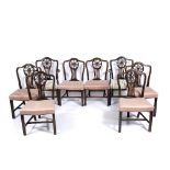 A SET OF EIGHT 20TH CENTURY GEORGIAN STYLE MAHOGANY DINING CHAIRS with decorative pierced splats and