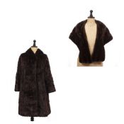 A VINTAGE SHORT FUR COAT of good quality, originally by Hills of Hove together with a mink fur stole