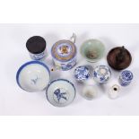 A COLLECTION OF ANTIQUE CHINESE PORCELAIN to include a blue and white porcelain teapot and cover;