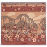 BERNARD NEVILL (b.1954) Flower landscape, pictorial silk, signed lower right, screen printed silk