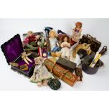 A MIXED LOT to include a collection of antique lace bobbins, some named and dated, a collection of