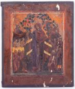A DECORATIVE ICON in the antique style, 26cm wide x 31.5cm high Condition: the board with old