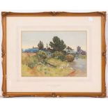 GEORGE F NICHOLLS (1885-1937) A country lane with ducks, watercolour, 23cm x 33cm, framed and