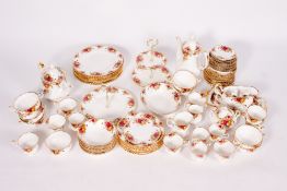 A ROYAL ALBERT 'OLD COUNTRY ROSES' PATTERN PART DINNER, TEA AND COFFEE SERVICE with nine dinner
