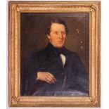 19TH CENTURY ENGLISH SCHOOL half length portrait of a gentleman seated in a chair, oil on canvas,