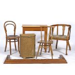 A SMALL GROUP OF OCCASIONAL FURNITURE consisting of a bentwood chair; a horseshoe shaped desk chair;