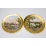 A PAIR OF LATE 19TH CENTURY COALPORT CABINET PLATES painted with a river landscape and Dover