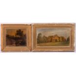 A MIXED GROUP OF PICTURES AND PRINTS to include an antique oil depicting cows and a church in the