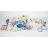 A MIXED COLLECTION OF CHINA AND GLASSWARE to include Victorian luster ware, 19th century blue and