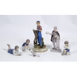 FIVE B&G COPENHAGEN PORCELAIN FIGURINES with a further Continental porcelain figurine (6) Condition:
