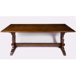 A 20TH CENTURY OAK RECTANGULAR REFECTORY TABLE 198cm wide x 79cm deep x 74cm high Condition: minor