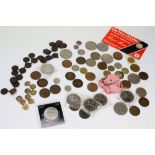 A COLLECTION OF ANTIQUE AND LATER COINS to include 1972 crowns, 1977 crowns, Churchill crowns, an