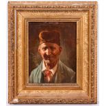 19TH CENTURY CONTINENTAL SCHOOL Gentleman smoking a pipe, oil on panel, unsigned, 20cm x 15.5cm