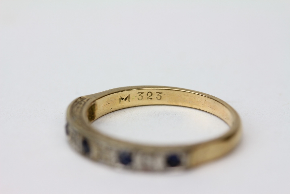 A VICTORIAN 15 CARAT GOLD AND TURQUOISE SET RING, a 9 carat gold and sapphire set half eternity ring - Image 5 of 5