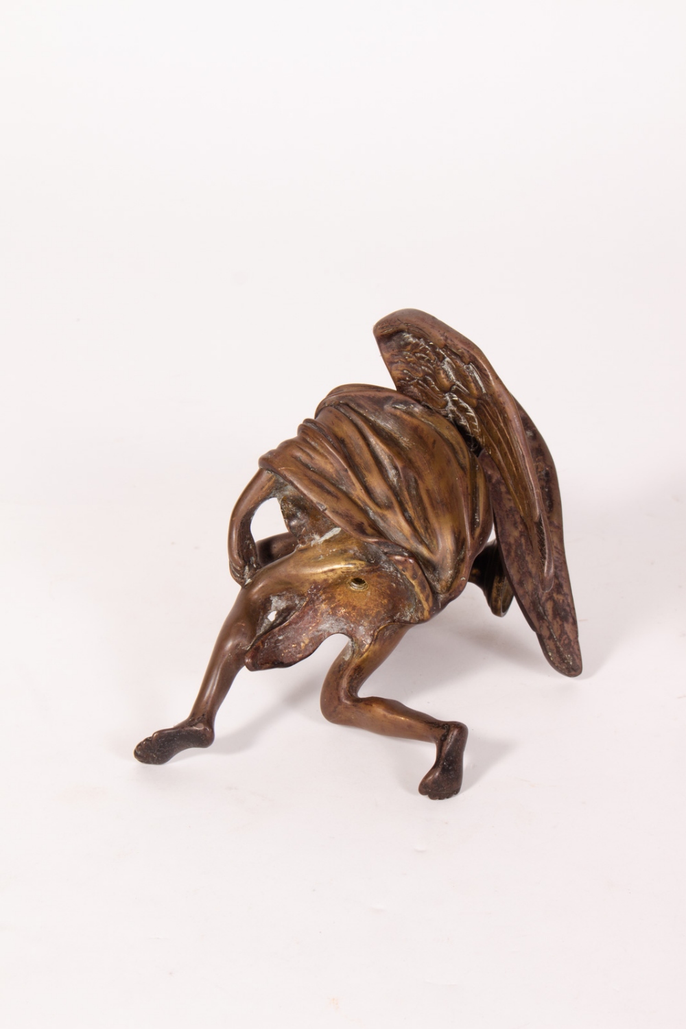 A CAST BRASS FIGURE OF OLD FATHER TIME seated on a sphere, 20cm high Condition: oxidised, lacking - Image 2 of 2