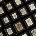 A COLLECTION OF TWENTY SEVEN FRAMED ANTIQUE BOOK PLATES decorated with coats of arms to include