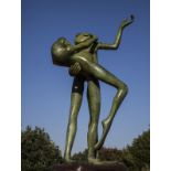 DAVID MERIDETH (b.1973) Dancing Frogs, patinated bronze, unsigned, 60.5cm high Condition: Good