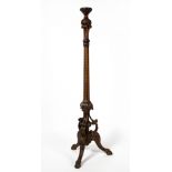 A LATE 19TH / EARLY 20TH CENTURY CARVED MAHOGANY TORCHERE with gilded and painted decoration, a