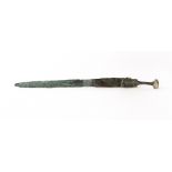 AN ANCIENT PERSIAN LURISTAN BRONZE AGE DAGGER OR SHORT SWORD circa 1000 BC, 41cm long Provenance: ex