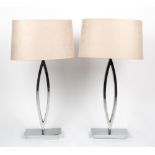 A PAIR OF CHROME TABLE LAMPS each 54cm in height excluding shades Condition: untested, in good