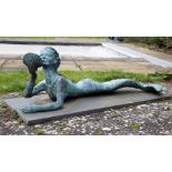 BARBARA STRIDE (1913-2000, AUSTRALIAN) Mermaid, bronze, signed beneath and on a rectangular slate