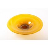 A LARGE ART GLASS AMBER DISH 47cm diameter x 8cm high Condition: in good condition